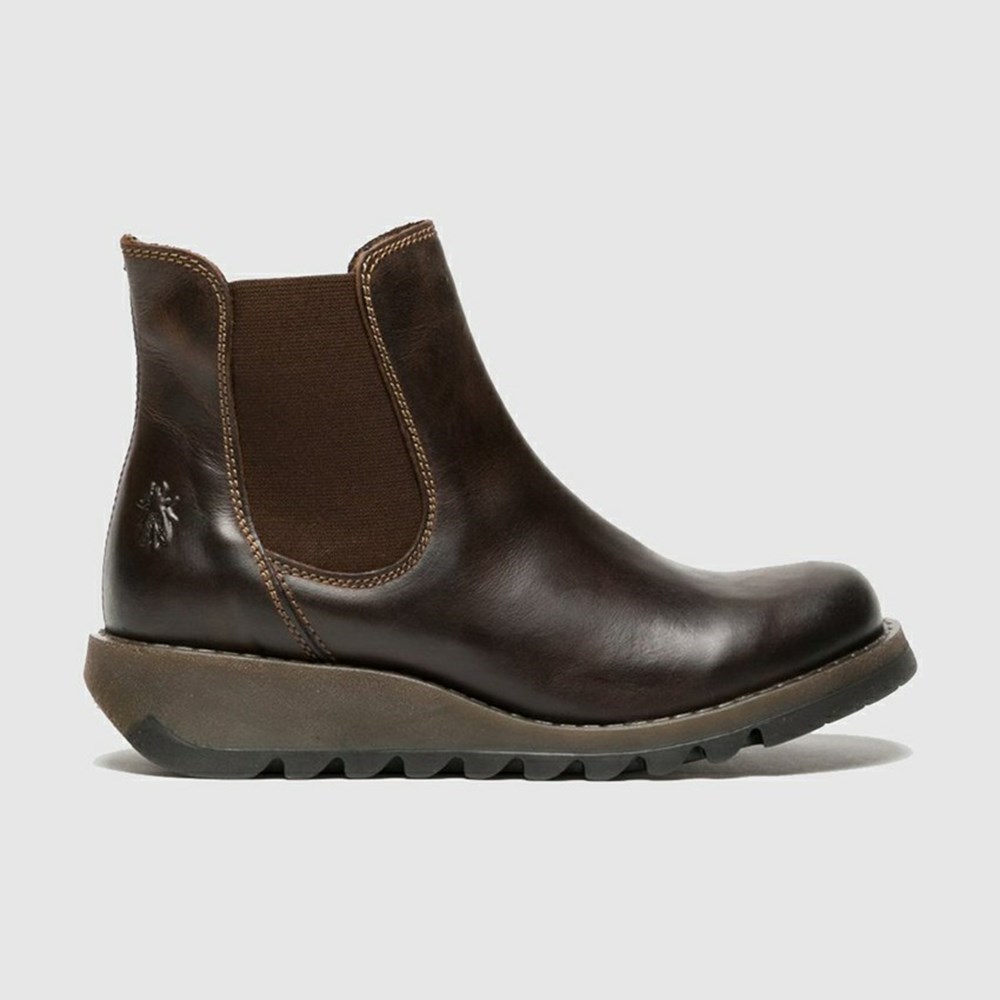 Dark Brown Women\'s Fly London Salv Ankle Boots | BQVU-74591