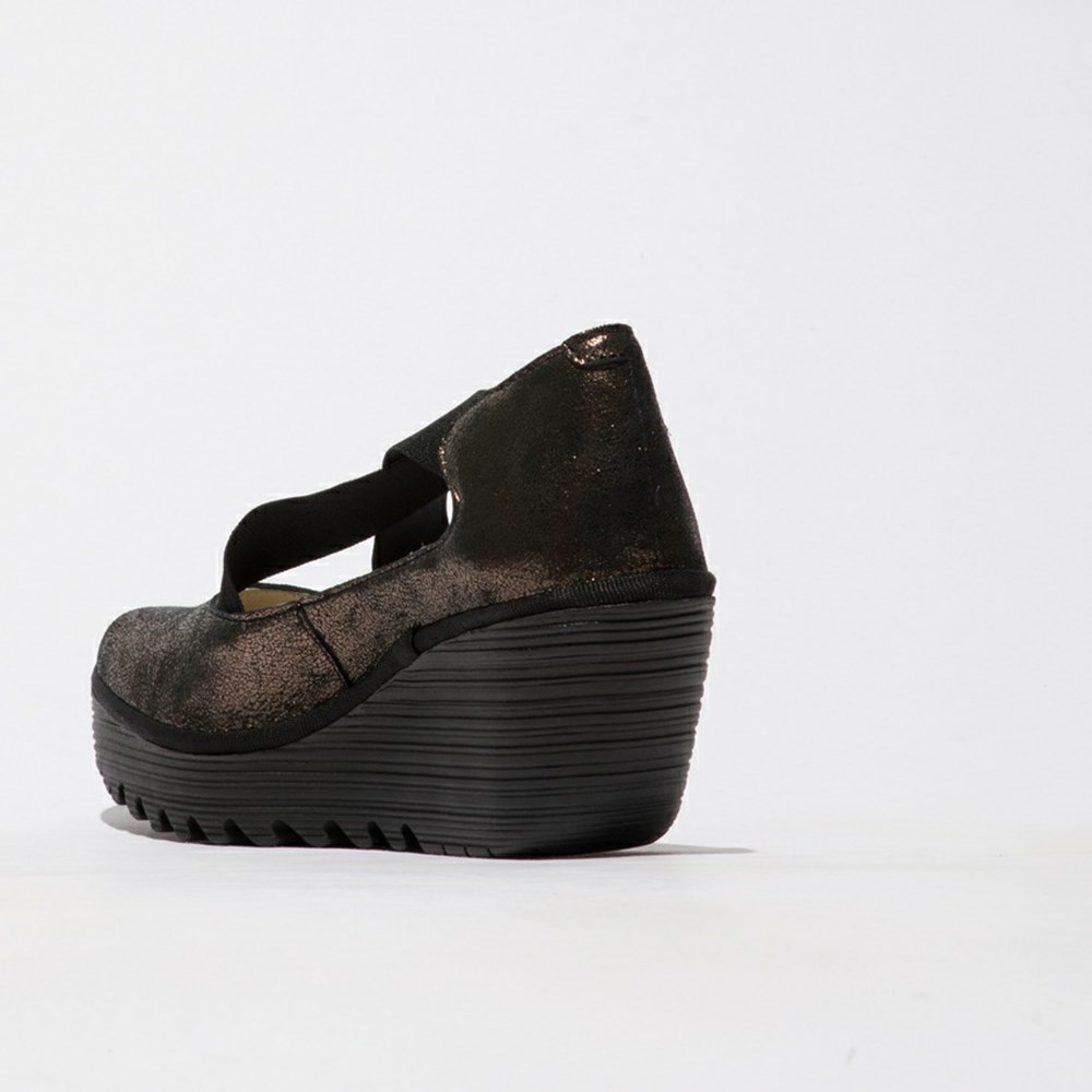 Deep Grey Women's Fly London Yoly402fly Wedge | OYFD-68041