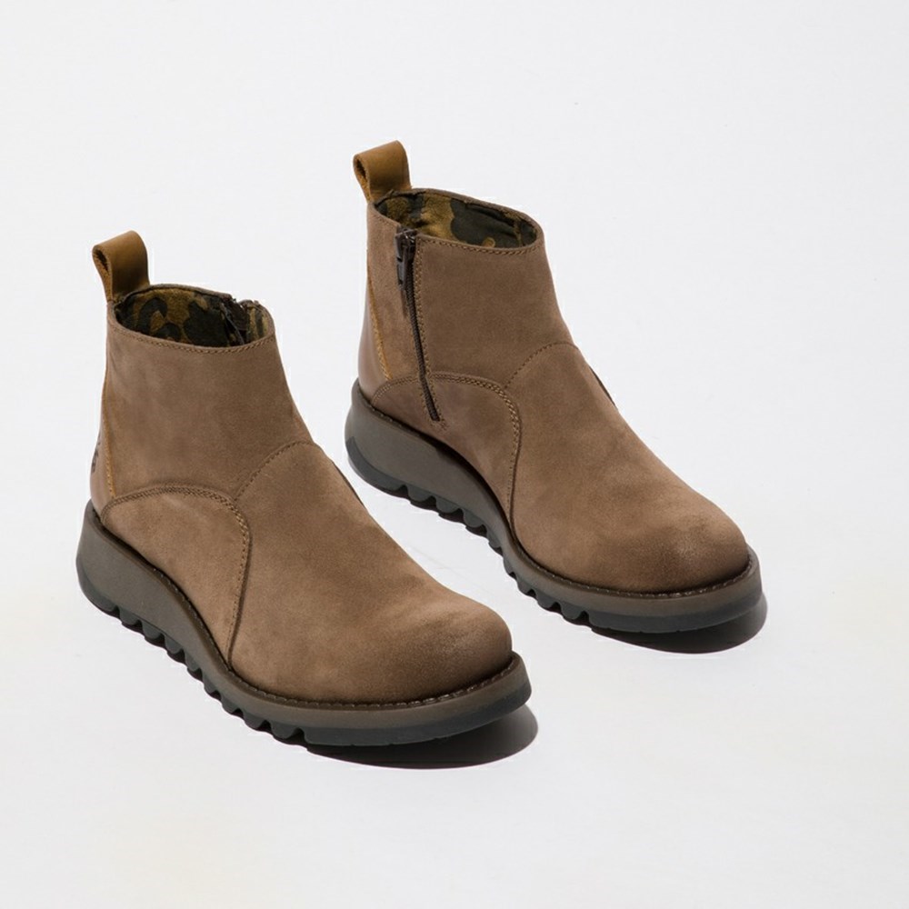 Grey Brown / Brown Women's Fly London Sely918fly Wedge | OJAD-79306