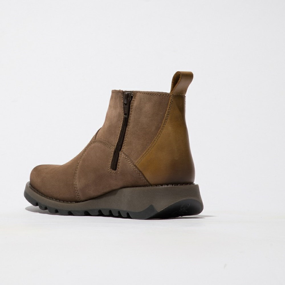 Grey Brown / Brown Women's Fly London Sely918fly Wedge | OJAD-79306