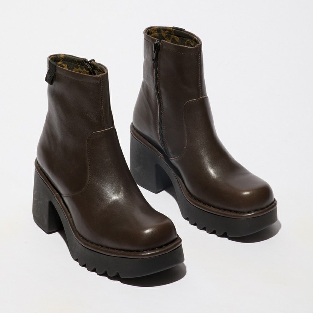 Grey Brown Women's Fly London Moge250fly Ankle Boots | GPWB-27468