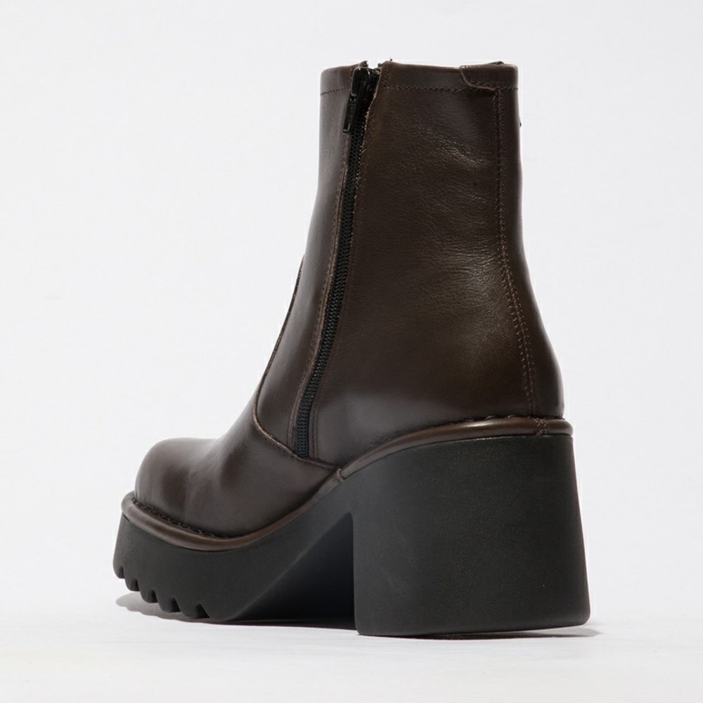 Grey Brown Women's Fly London Moge250fly Ankle Boots | GPWB-27468
