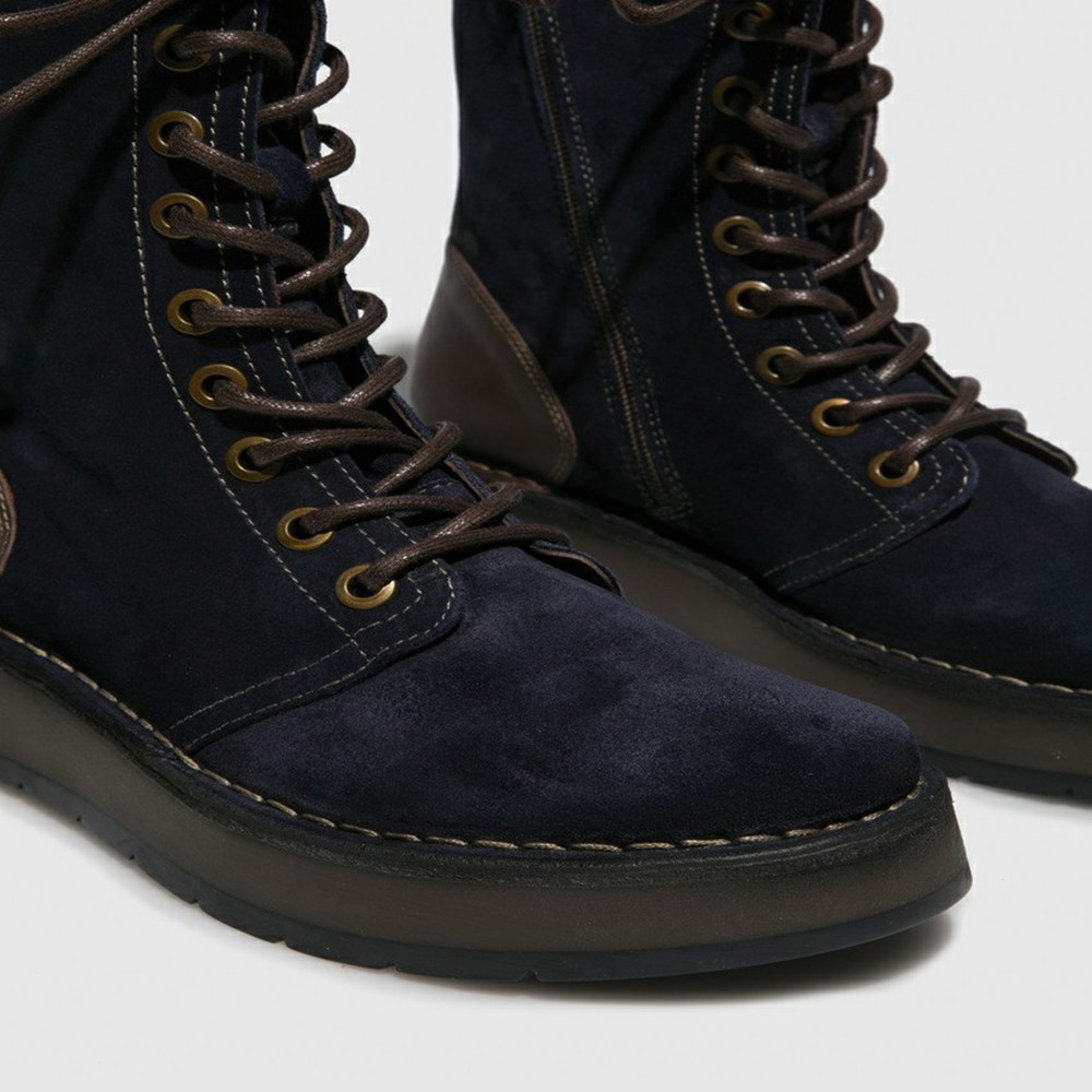 Navy / Brown Women's Fly London Rami043fly Ankle Boots | ERJZ-14730