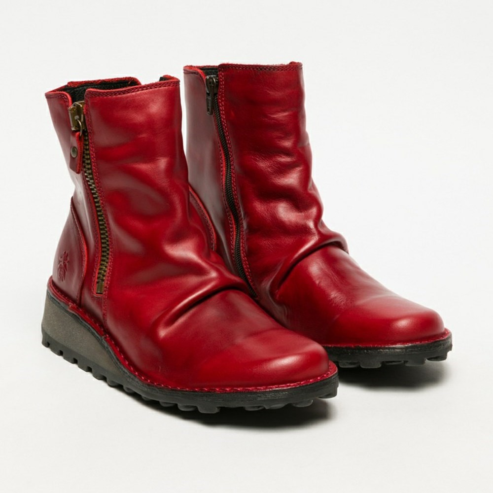 Red Women's Fly London Mon944fly Wedge | HWDZ-80672