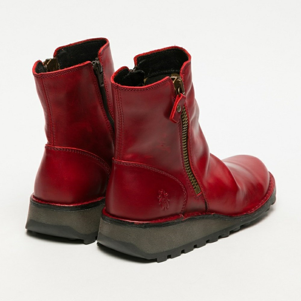 Red Women's Fly London Mon944fly Wedge | HWDZ-80672